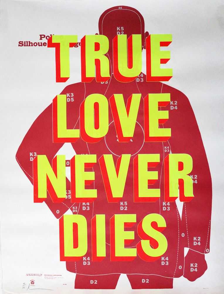 Dave Buonaguidi, ‘True Love Never Dies (Pink and Yellow Fluro)’, 2016, Print, Screenprint on 100 GSM B21CB original Gun Range Target Paper, Print Club London, Numbered