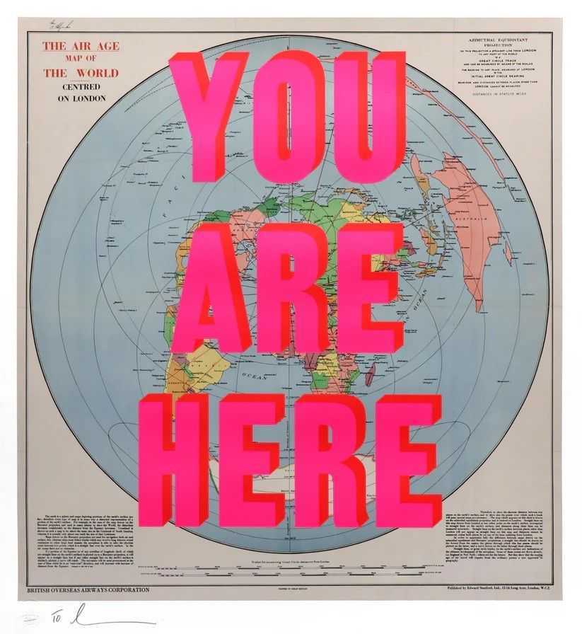 Dave Buonaguidi, ‘You Are Here (The World)’, 2025, Print, Archival Inkjet with 3 Layer Screenprint on Somerset Infinity 330gsm Paper, null, Numbered