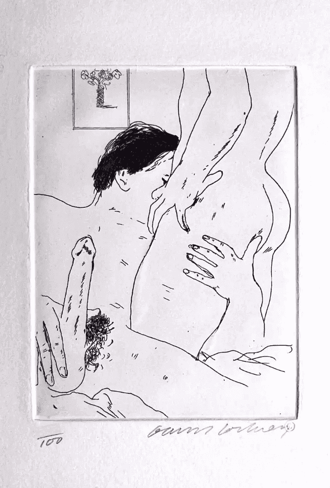 David Hockney, ‘An Erotic Etching’, 1975, Print, Etching on wove paper, null, Numbered