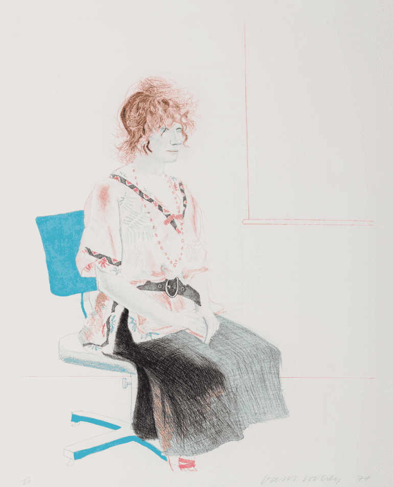 David Hockney, ‘Celia Seated In An Office Chair’, 1974, Print, Etching with aquatint in colors, on Rives BFK paper, null, Numbered
