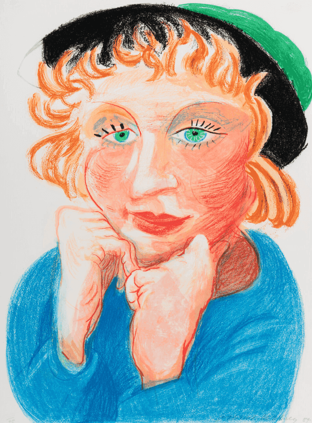 David Hockney, ‘Celia With Green Hat’, 1984, Print, Lithograph in colors on HMP handmade, null, Numbered