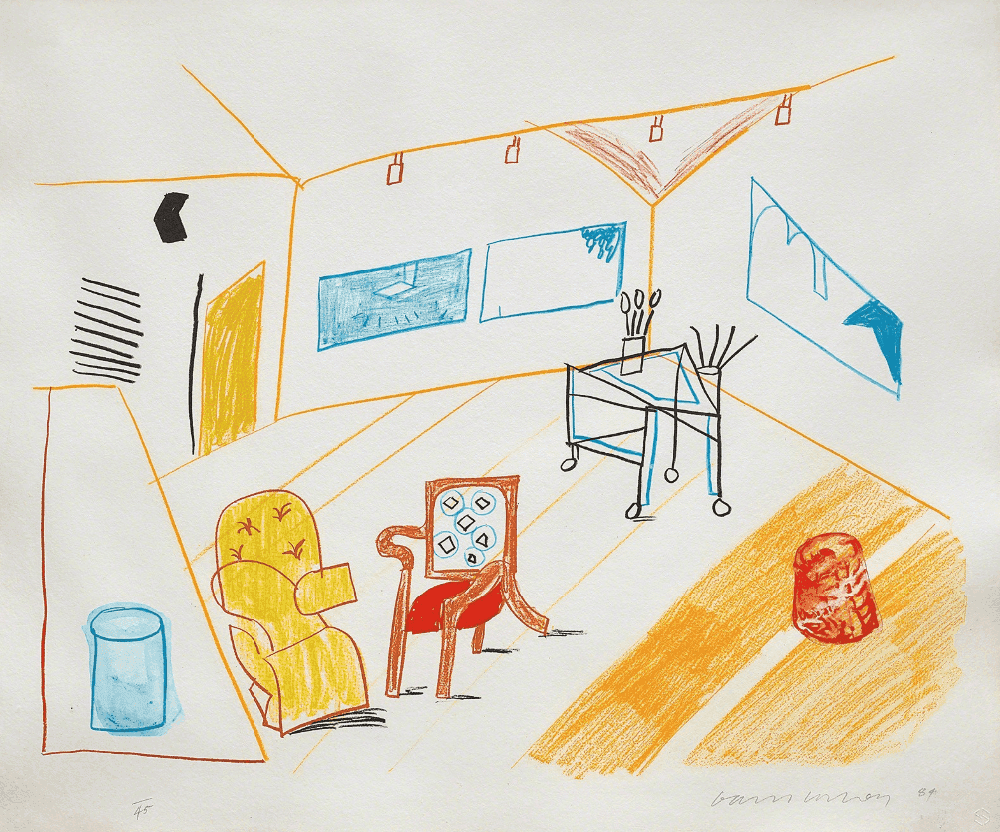 David Hockney, ‘Conversation In The Studio’, 1984, Print, Lithograph in colors, on TGL handmade paper, null, Numbered