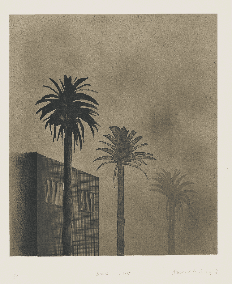 David Hockney, ‘Dark Mist’, 1973, Print, Lithograph in black and brown, on Moulin du Verger du Puymoyen handmade paper, null, Numbered