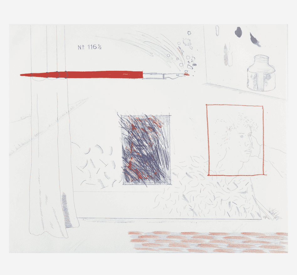 David Hockney, ‘Etching Is The Subject’, 1977, Print, Etching, softground etching, and aquatint on paper, null, Numbered
