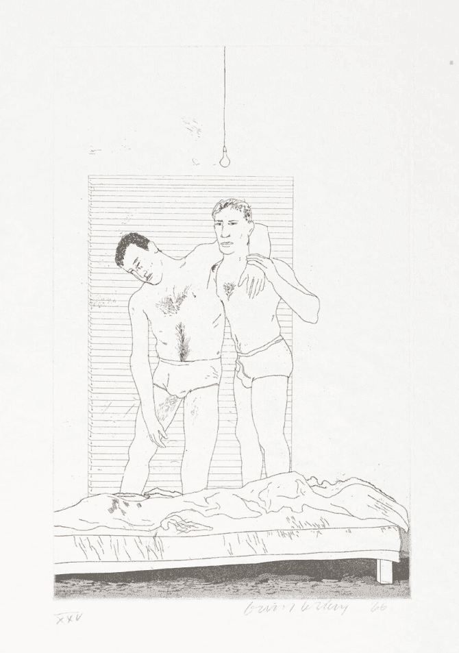 David Hockney, ‘One Night’, 1966, Print, Etching and aquatint on paper, null, Numbered