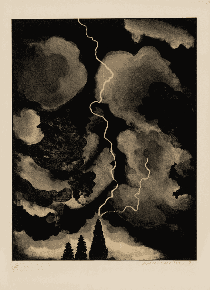 David Hockney, ‘Study Of Lightning Medium’, 1973, Print, Lithograph 1 alumnium plate, null, Numbered