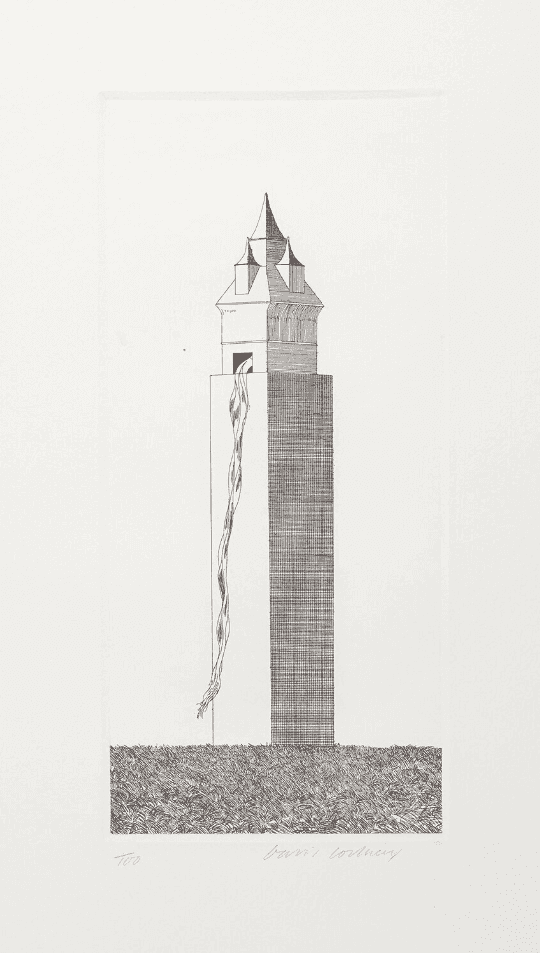 David Hockney, ‘The Tower Had One Window’, 1969, Print, Etching & Aquatint, null, Numbered