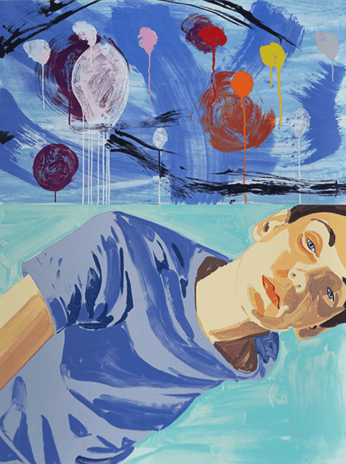 David Salle, ‘Claudia, Teal’, 2018, Print, Original lithograph from 67 plates proofed and printed on a Steinmesse & Stollberg Dufa 813 flatbed proof press on Cartiera Magnani Revere Felt Standard White mould made paper, Huston Fine Art Press, 