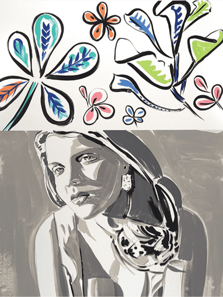 David Salle, ‘Syrie, Gray’, 2018, Print, Original lithograph from 24 plates proofed and printed on a Steinmesse & Stollberg Dufa 813 flatbed proof press on Cartiera Magnani Revere Felt Standard White mould made paper, Huston Fine Art Press, 