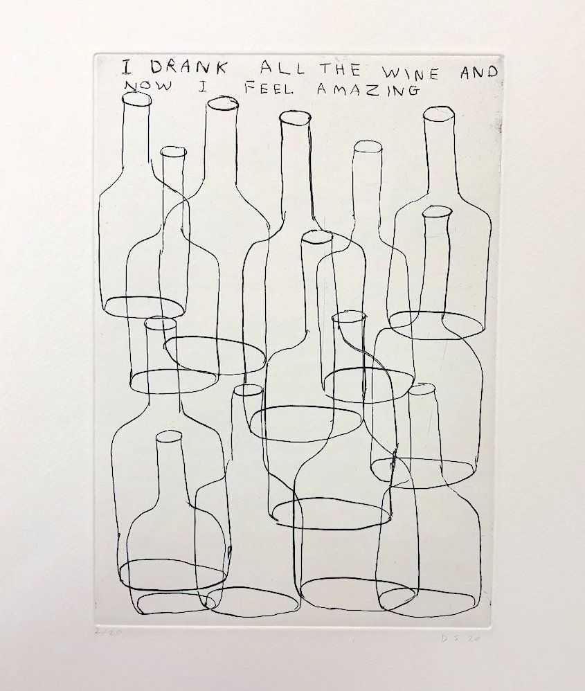 David Shrigley, ‘I Drank All The Wine’, 2020, Print, Etching on 250gsm Somerset Paper, Schaefer Grafik, Numbered, Dated