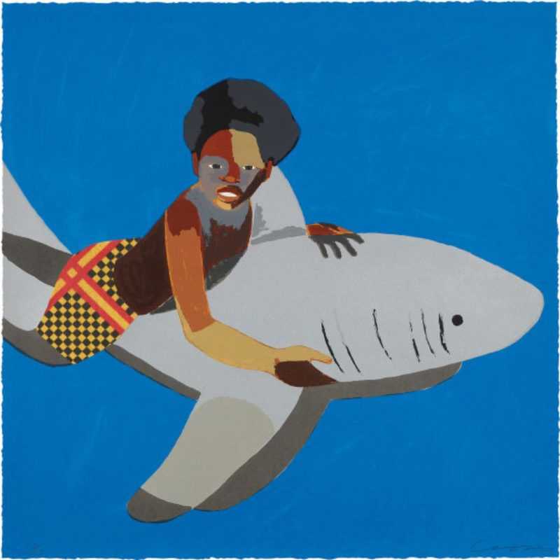 Derrick Adams, ‘Shark Float’, 2017, Print, Screenprint and collage on paper, Lower East Side Printshop, Numbered