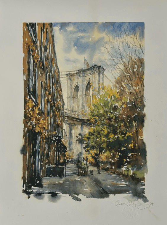 Devon Rodriguez, ‘Brooklyn Bridge’, 2024, Print, Archival 21ml. 340g/m, Watercolor paper 100% Cotton, Self Released, Numbered, Dated
