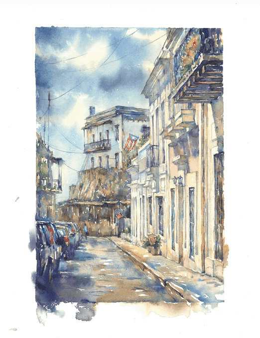 Devon Rodriguez, ‘Puerto Rico - Balcones De Viejo San Juan’, 2024, Print, Archival 21ml. 340g/m. Watercolor paper 100% Cotton., null, Numbered