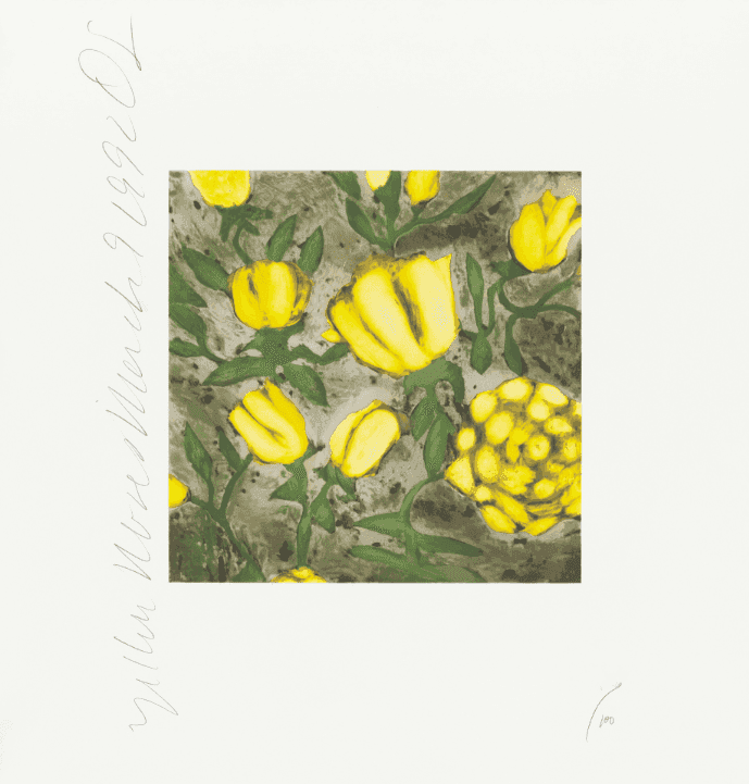 Donald Sultan, ‘Yellow Roses’, 1992, Print, Screenprint in colors on wove paper, Published by Parasol Press, printed by Watanabe Studio, Brooklyn, Numbered, Dated