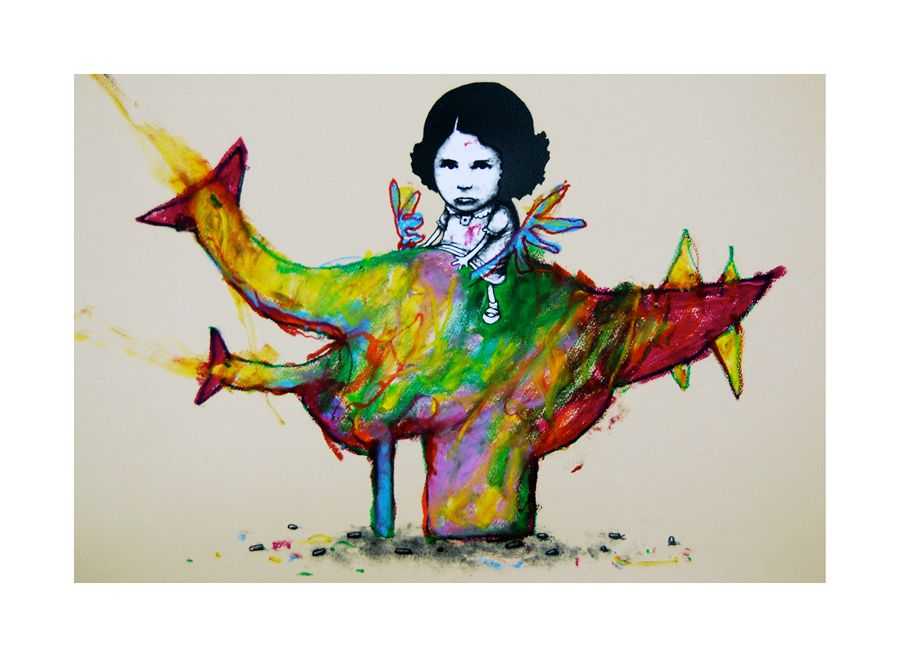 Dran, ‘Poulet Dinosaure’, 19-12-2011, Print, 2 colour hand finished scren print on 300gsm Somerset Velvet White, Pictures On Walls, Numbered, Handfinished