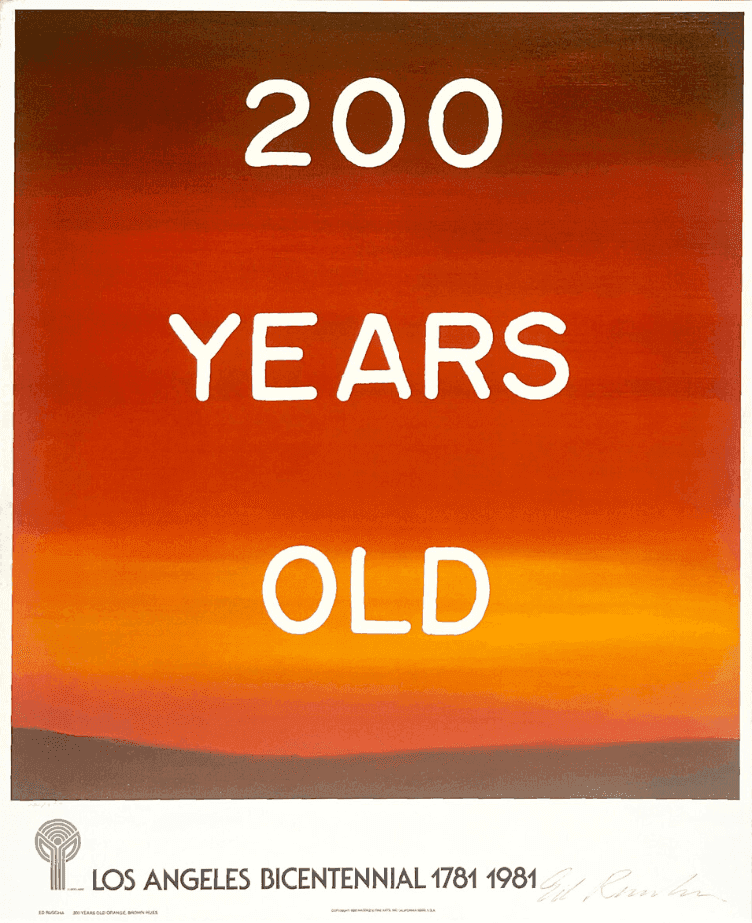 Ed Ruscha, ‘200 Years Old’, 1980, Print, Offset lithograph, Haddad's Fine Arts, Inc.,, Numbered