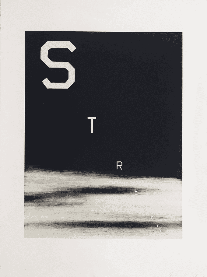 Ed Ruscha, ‘Strength’, 1983, Print, Lithograph on Rives BFK paper, null, Numbered, Dated