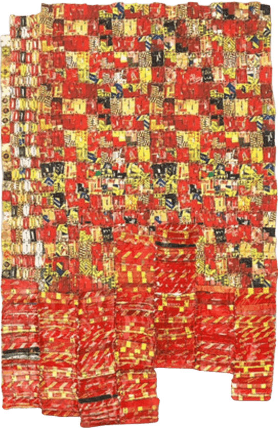 El Anatsui, ‘Striped Flags’, 2023, Sculpture, Archival pigment print with irregular hand-cut edges, printed, hand-cut and hand-sculpted aluminum collage, and copper wire, null, Numbered