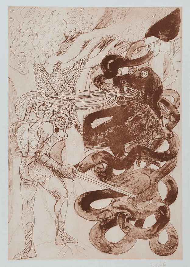 Elisabeth Frink, ‘Jason and the Golden Fleece’, 1930, Print, Etching and aquatint on paper, null, Numbered