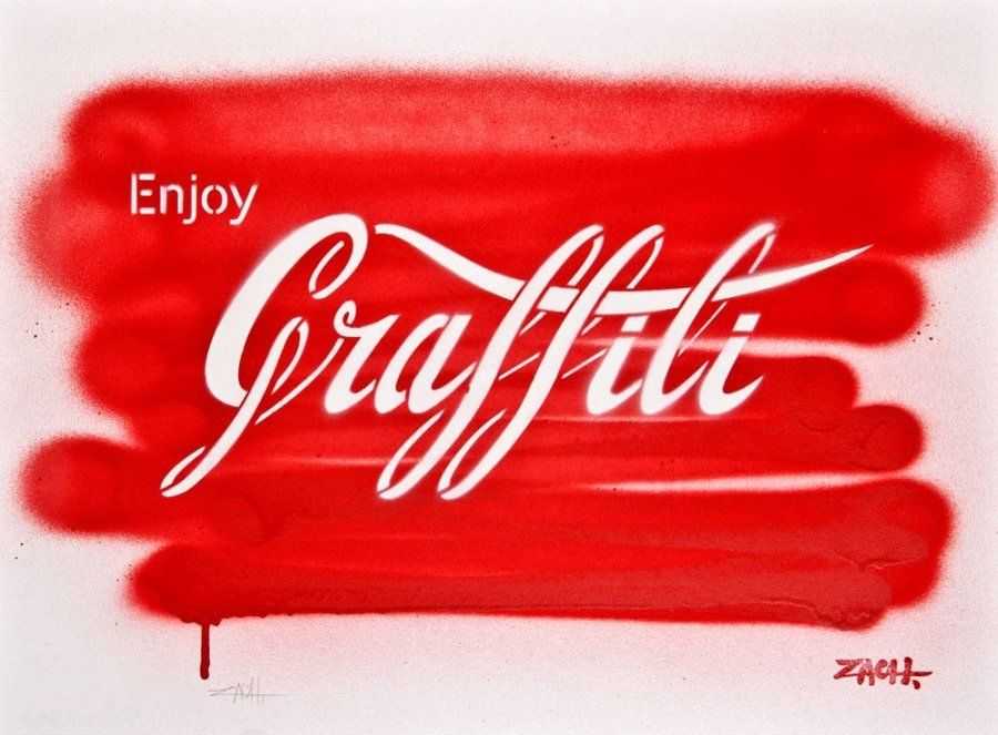 Ernest Zacharevic, ‘Enjoy Graffiti’, 04-09-2014, Print, 2 color spray paint on on 320gsm Coventry Rag with deckled edges, Black Apple Art, Numbered, Handfinished