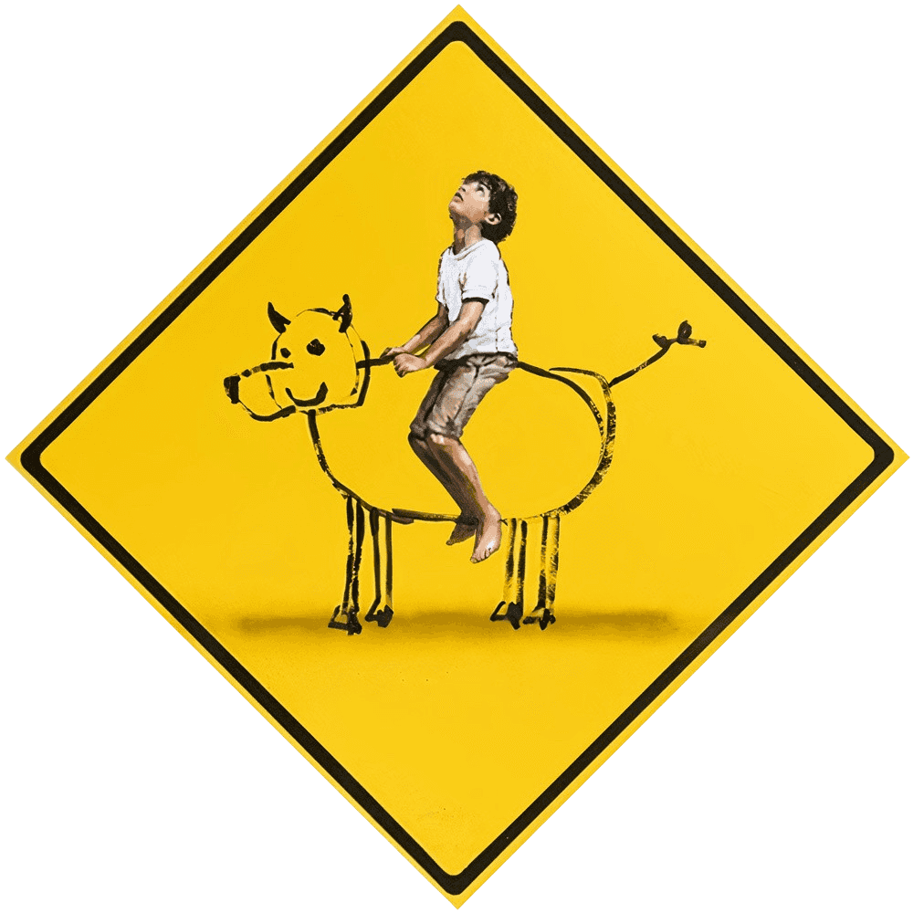Ernest Zacharevic, ‘It's A Sign (Hand Finished)’, 09-07-2021, Print, Archival Pigment Print on 350gsm, 100% Cotton, Hahnemühle Museum Etching Paper, Cult Print, Numbered
