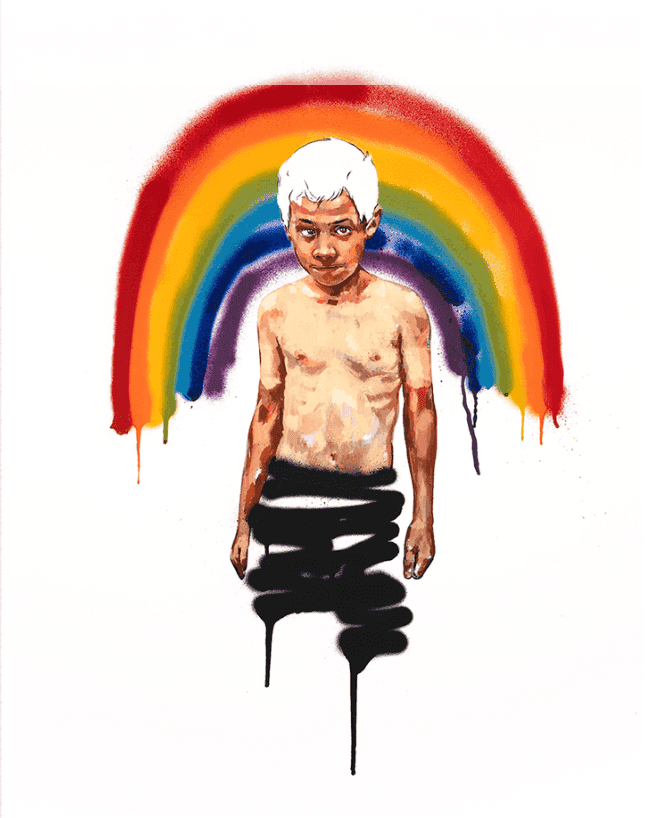 Ernest Zacharevic, ‘unHINged’, 2024, Print, Spray Paint on Archival Pigment Print, 310gsm,  100% α-cellulose, Hahnemühle German Etching Paper, Cult Print, Handfinished
