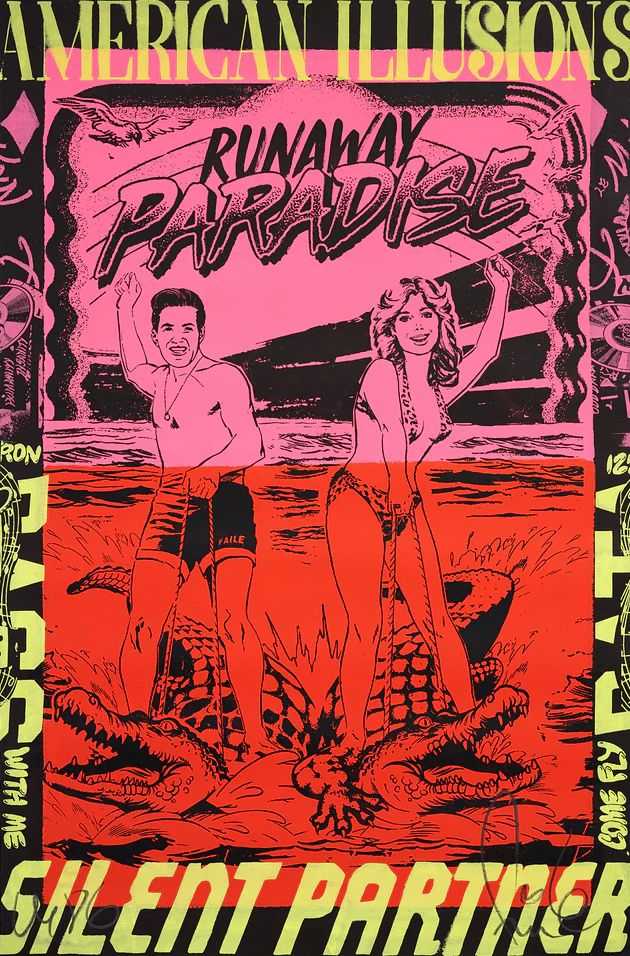 Faile, ‘Runaway Paradise (Black)’, 2022, Print, Acrylic and Silkscreen Ink on Lenox 100 Paper, Faile Shop, Numbered, Handfinished