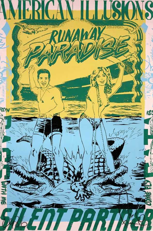 Faile, ‘Runaway Paradise (Green)’, 2022, Print, Acrylic and Silkscreen Ink on Lenox 100 Paper, Faile Shop, Numbered, Handfinished