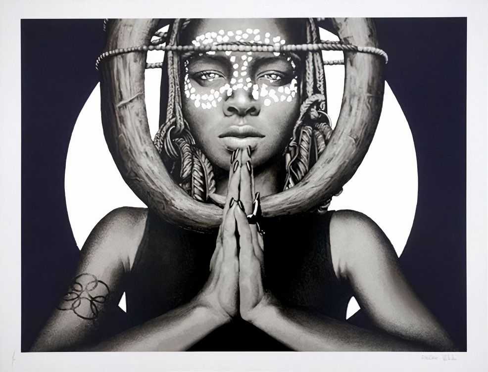 Fin DAC, ‘Sun Goddess I (White Gold Leaf)’, 25-10-2018, Print, 11 Colour Screenprint On 300 Gsm Somerset satin Paper, Graffiti Prints, Numbered