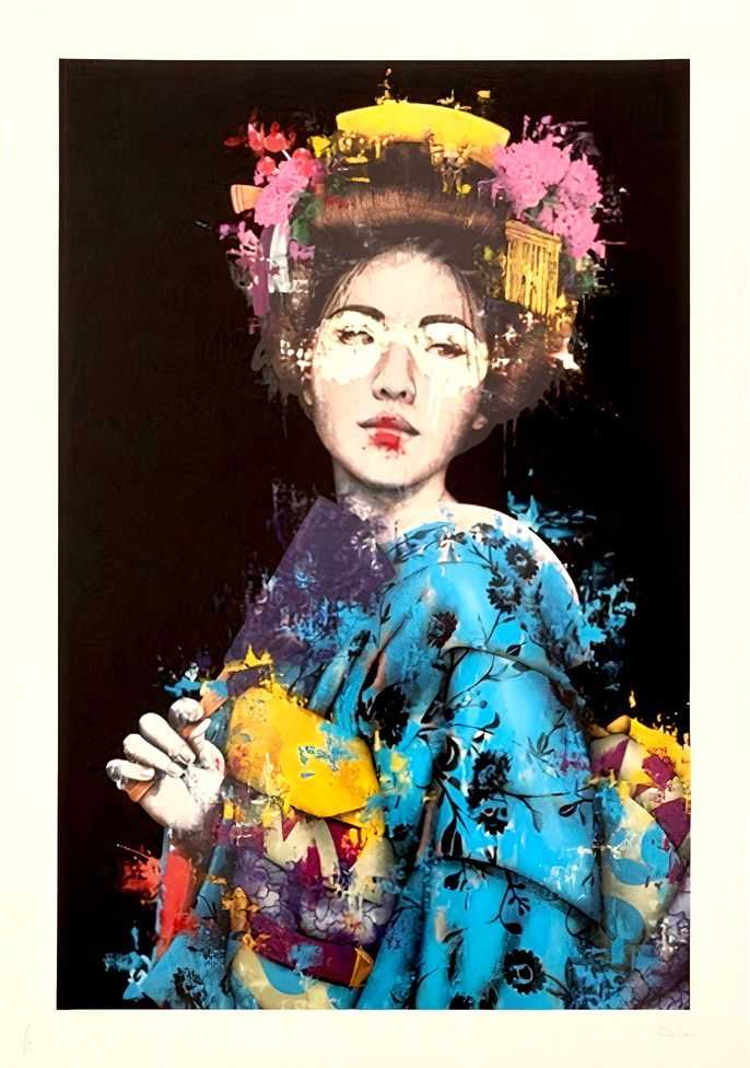 Fin DAC, ‘Sansho (Black & Gold Leaf)’, 01-06-2020, Print, 23 Colour screenprint On 330 Gsm somerset satin Paper. Hand finished with 24ct White gold leaf on mask, Graffiti Prints, Numbered, Handfinished