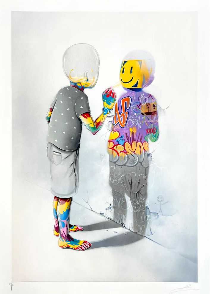 Flog, ‘Graffiti Shadow’, 09-02-2023, Print, Archival Pigment Print On 300 gsm Somerset Paper with 1 Colour Screen Print, then embossed to make the image pop, Graffiti Prints, Numbered