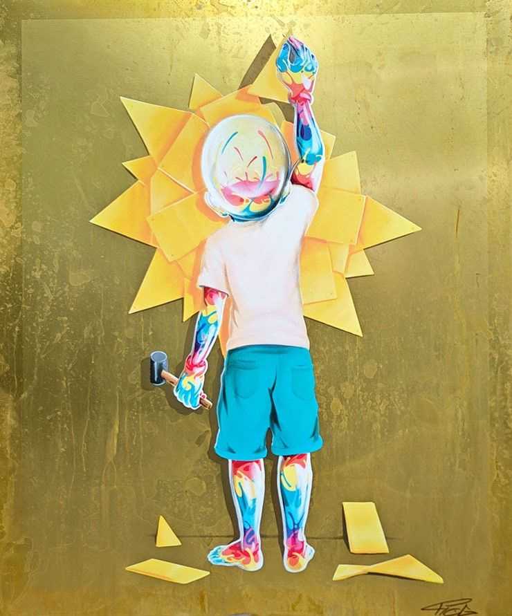 Flog, ‘Sunrise Brass’, 2025, Print, 23 colour screen print on 1mm Corroded Brass, null, Numbered