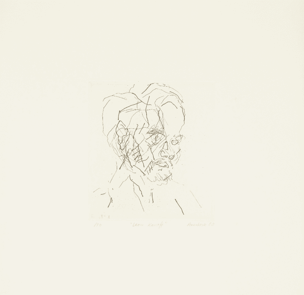 Frank Auerbach, ‘Leon Kossoff’, 1980, Print, Etching on Arches wove, Bernard Jacobson, Numbered, Dated