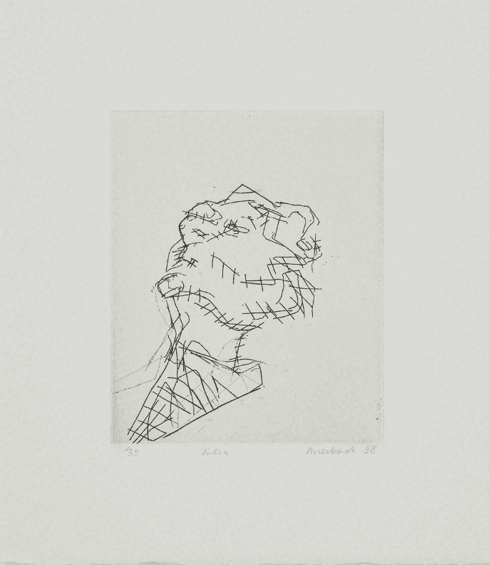 Frank Auerbach, ‘Reclining Head of Julia’, 1998, Print, Etching with engraving, null, Numbered