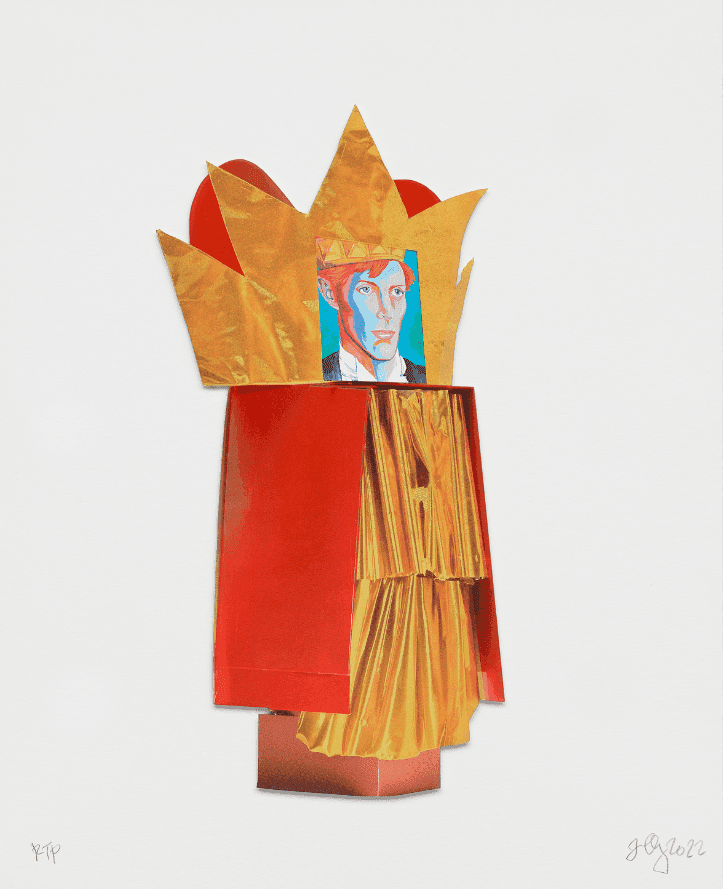 Frank Gehry, ‘King’, 2022, Print, Multi-color screenprint/collage with gold leaf and portrait by Alejandro Gehry, mounted to museum board, Gemini G.E.L. LLC, 