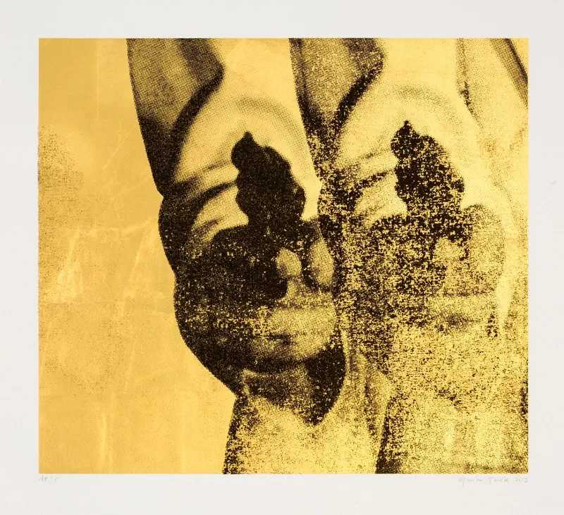Gavin Turk, ‘Double Pop Gun (Gold)’, 18-10-2013, Print, Silkscreen and gold leaf on paper, Paul Stolper Gallery, Numbered