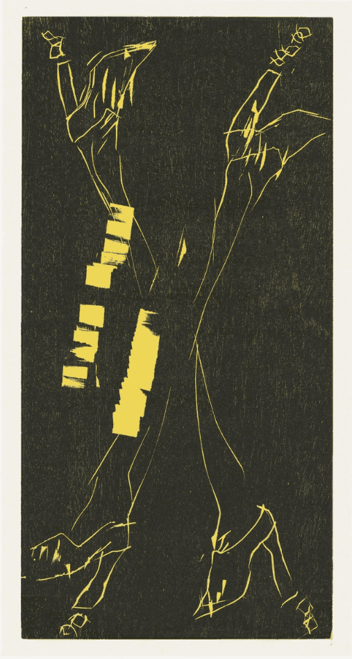 Georg Baselitz, ‘Avanti’, 2016, Print, Single-block woodcut, printed in black ink over yellow tinted plate on laid China paper, null, Numbered