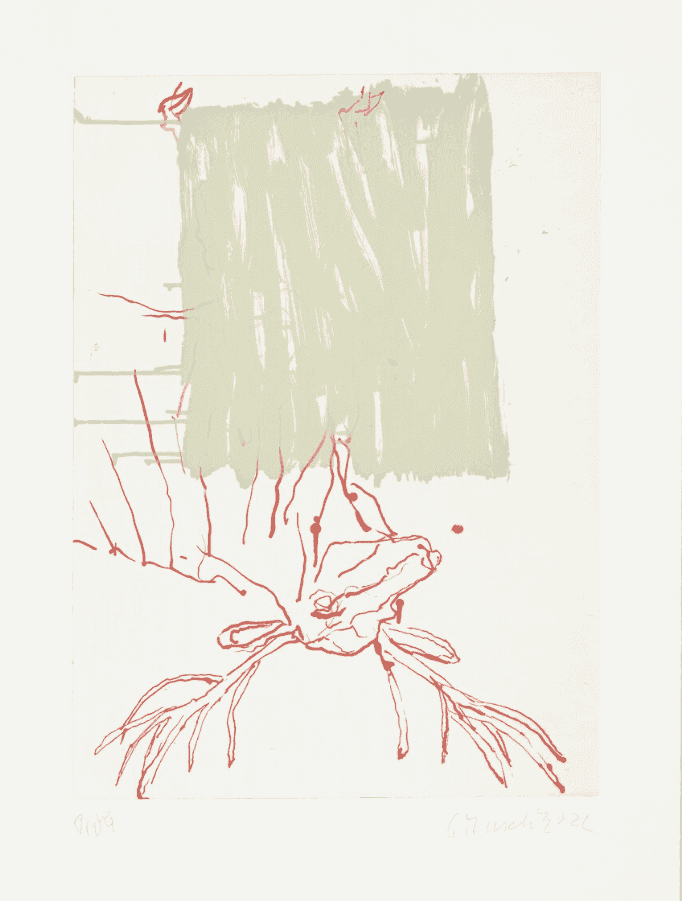 Georg Baselitz, ‘Hirsch, Wo (Red)’, 2023, Print, Etching and Aquatint, null, Numbered, Dated