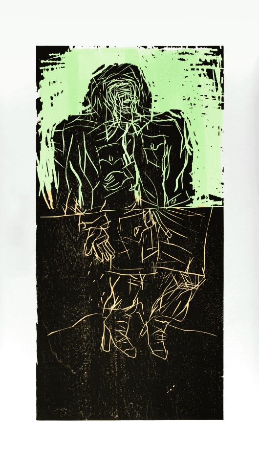 Georg Baselitz, ‘Maler im Mantel’, 2008, Print, Colour woodcut on Japanese paper primed in different colours, null, Numbered, Dated