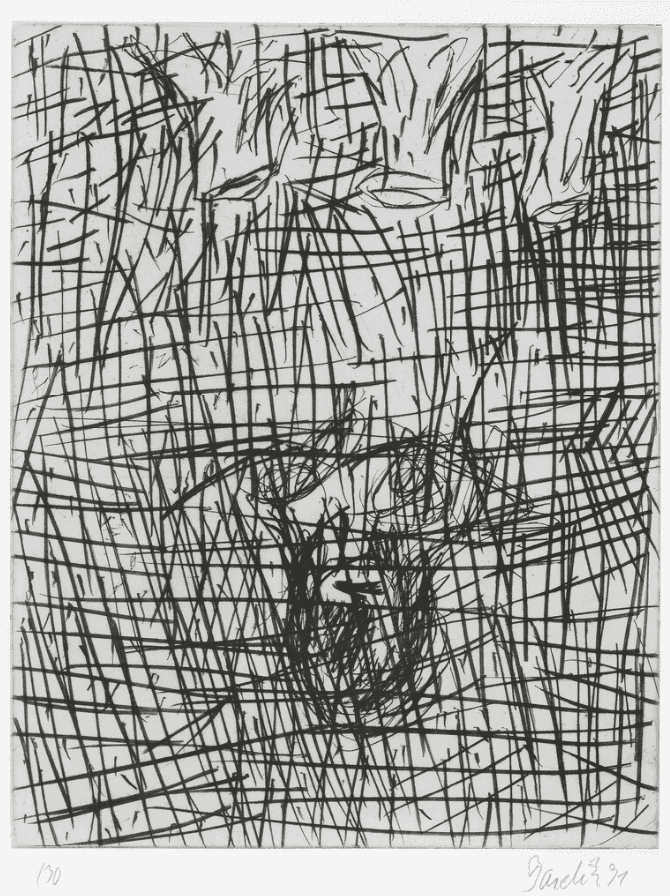 Georg Baselitz, ‘Ohne Titel’, 1991, Print, Radierung, Kaltnadel auf Bütten (drypoint etching on handmade Paper), null, Numbered, Dated