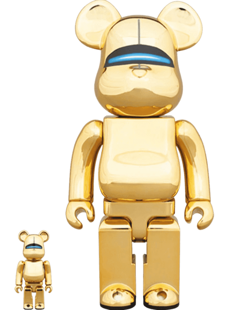 Hajime Sorayama, ‘Sexy Robot 100% & 400% Set (Gold)’, 2017, Sculpture, Acrylonitrile Butadiene Styrene, Medicom Toy, 