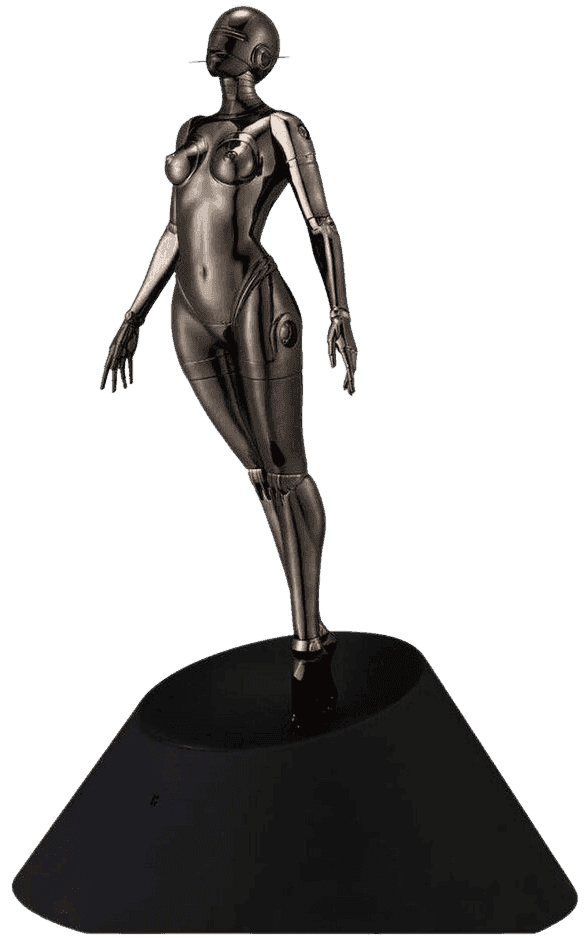 Hajime Sorayama, ‘Sexy Robot Floating 1/4 Scale Figure (Black)’, 2020, Sculpture, PVC, black plated, ABS resin, alloy + LED light, Aishonanzuka, 