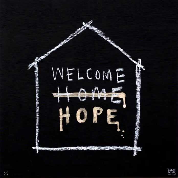 Hayley Welsh, ‘Welcome Home Hope (Gold)’, 2022, Print, Mixed media on wood, Self released, Numbered, Handfinished