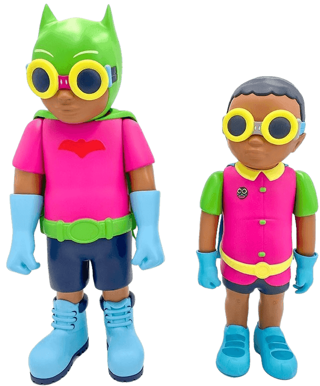 Hebru Brantley, ‘Flynamic Duo - Batboy & Sparrow’, 17-12-2021, Sculpture, Vinyl Figure, Self-released, 