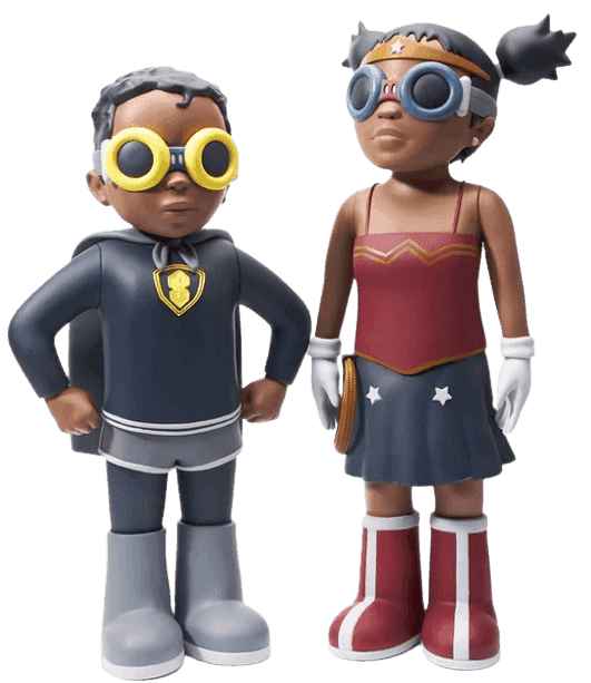 Hebru Brantley, ‘Power Duo - '89’, 2024, Collectible, Vinyl Toy, Toyol Toys, 