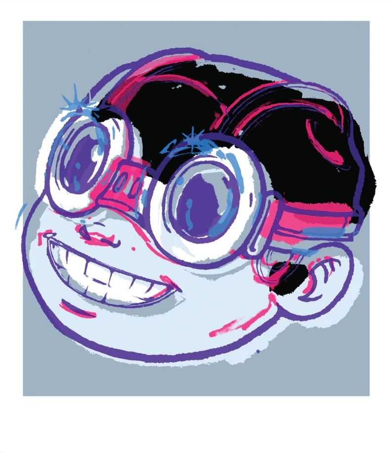 Hebru Brantley, ‘Smile (Blue)’, 2019, Print, 6 colour screenprint on paper, Vertical Gallery, Numbered