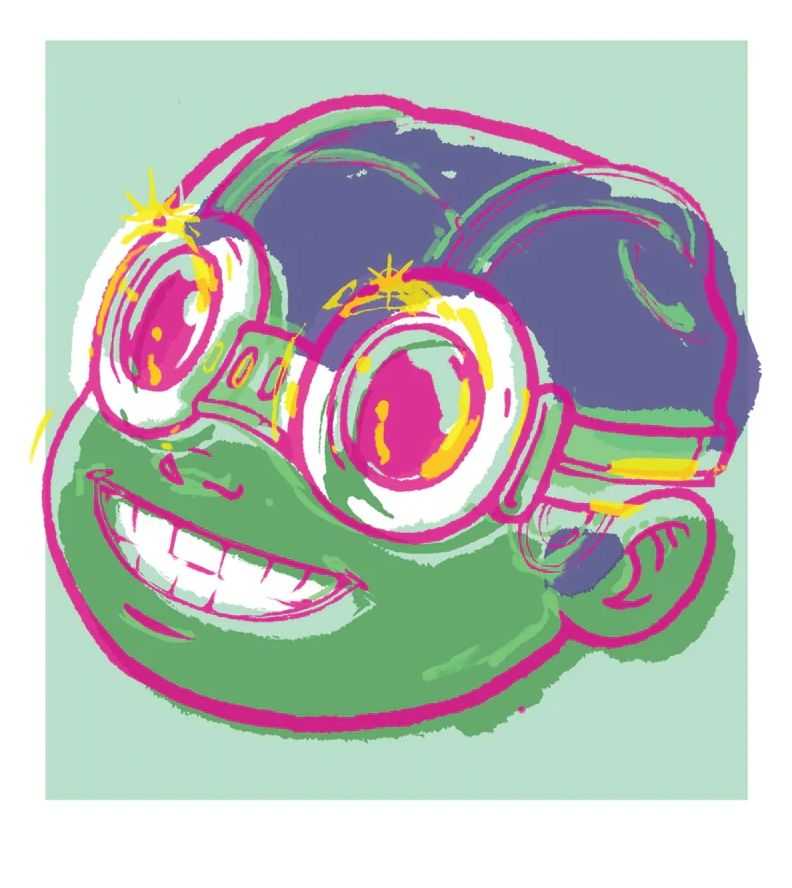 Hebru Brantley, ‘Smile (Green)’, 2019, Print, 6 colour screenprint on paper, Vertical Gallery, Numbered