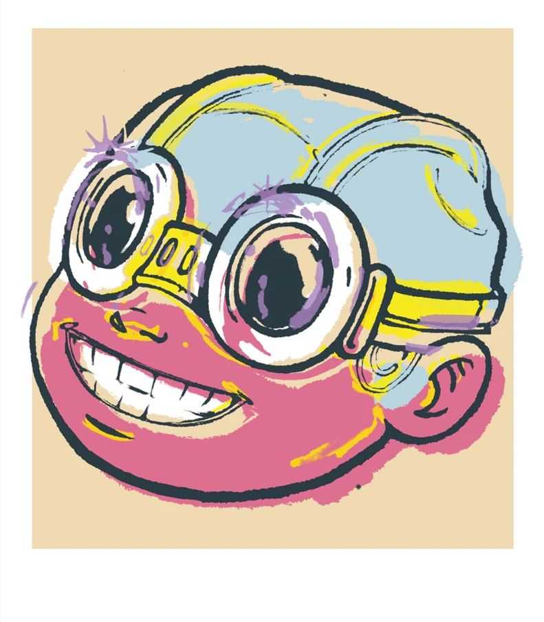 Hebru Brantley, ‘Smile (Yellow)’, 2019, Print, 6 colour screenprint on paper, Vertical Gallery, Numbered