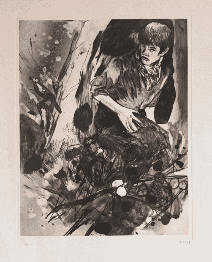 Hernan Bas, ‘A Brief Brush with a Thrush’, 2009, Print, Direct gravure etching, null, Numbered