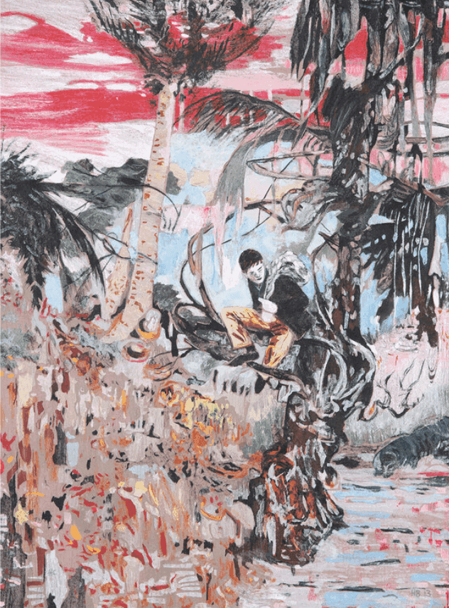 Hernan Bas, ‘Downhill at Dusk’, 2013, Print, Hand-stenciled pigmented linen pulp, on cotton-base sheet, null, Numbered